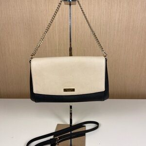Kate Spade Two Tone Black Cream Chain Crossbody Shoulder Bag